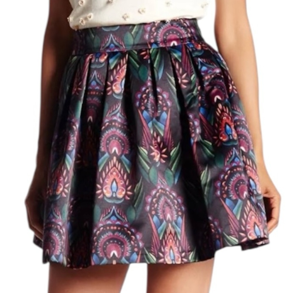 Alice + Olivia New Multicolor Ombre Art Deco Pleated Mini Skirt Size 8